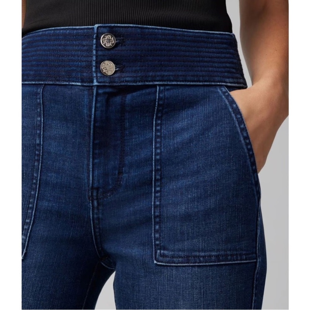 White House Black Market Trapunto Slim Jeans in a dark wash